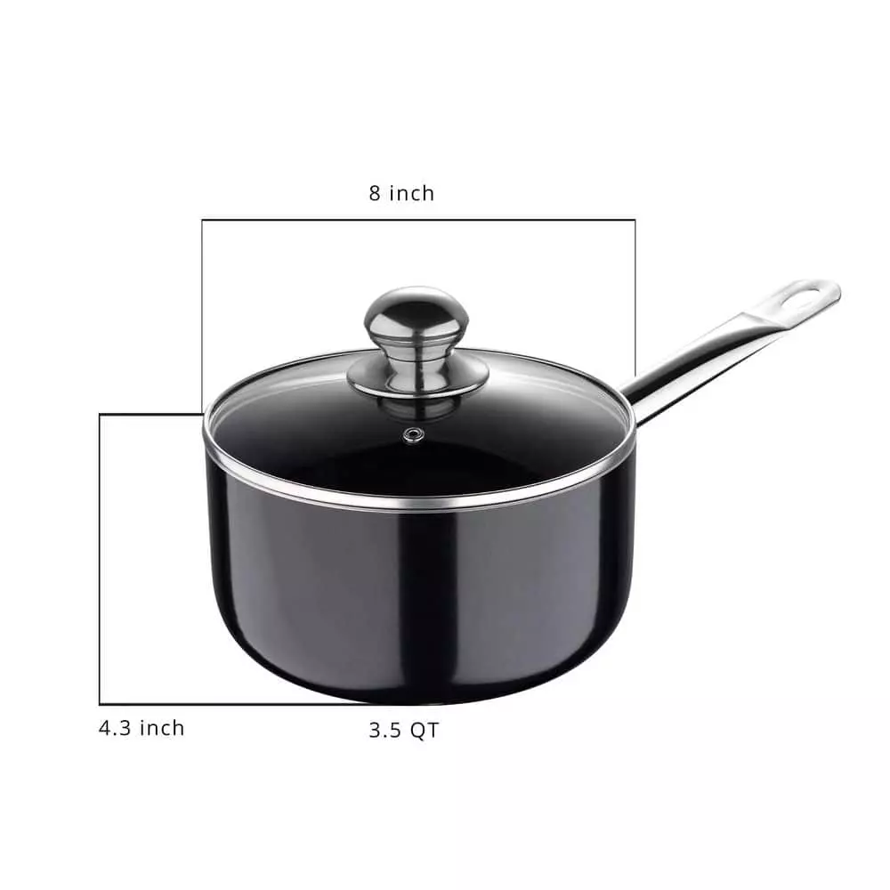 3.5 qt. Aluminum Nonstick Sauce Pan in Black with Lid by BERGNER 5 3.5 qt. Aluminum Nonstick Sauce Pan in Black with Lid by BERGNER - Image 3