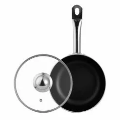 3.5 qt. Aluminum Nonstick Sauce Pan in Black with Lid by BERGNER