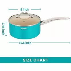2.9 Qt. Ceramic Aluminum Nonstick Sauce Pan in Blue with Lid by EPPMO -Cookware Sales Shop sauce pans em c2001 6 76 1000