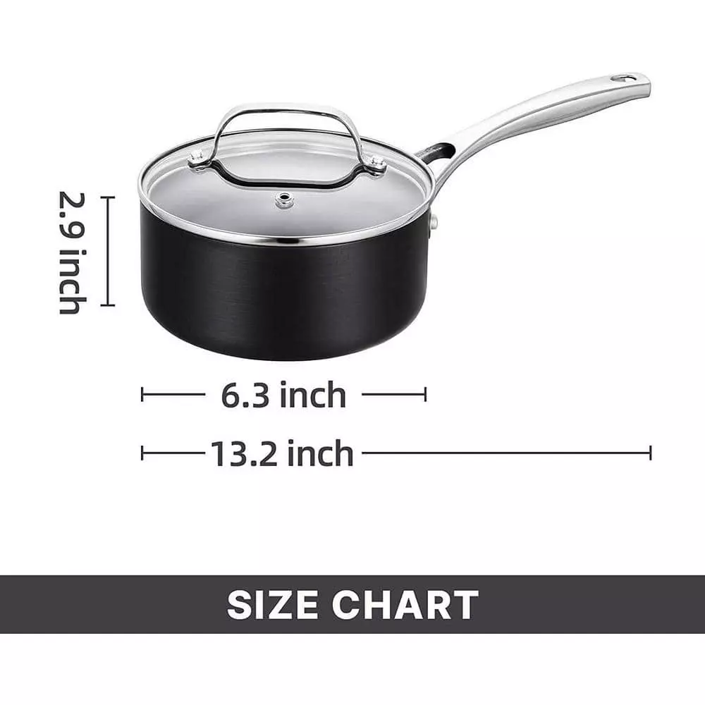 1.5 Qt. Hard-Anodized Aluminum Nonstick Sauce Pan in Black with Lid by EPPMO 7 1.5 Qt. Hard-Anodized Aluminum Nonstick Sauce Pan in Black with Lid by EPPMO - Image 5