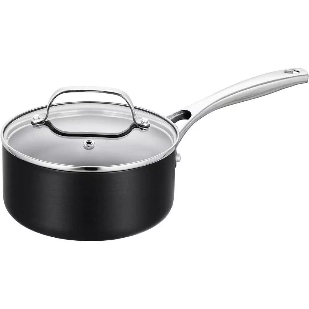 1.5 Qt. Hard-Anodized Aluminum Nonstick Sauce Pan in Black with Lid by EPPMO 3 1.5 Qt. Hard-Anodized Aluminum Nonstick Sauce Pan in Black with Lid by EPPMO