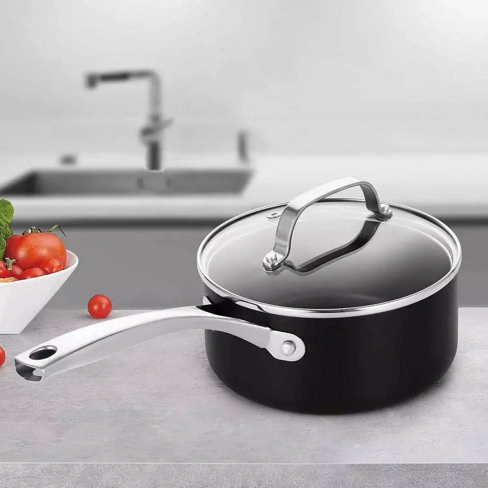 1.5 Qt. Hard-Anodized Aluminum Nonstick Sauce Pan in Black with Lid by EPPMO 8 1.5 Qt. Hard-Anodized Aluminum Nonstick Sauce Pan in Black with Lid by EPPMO - Image 6