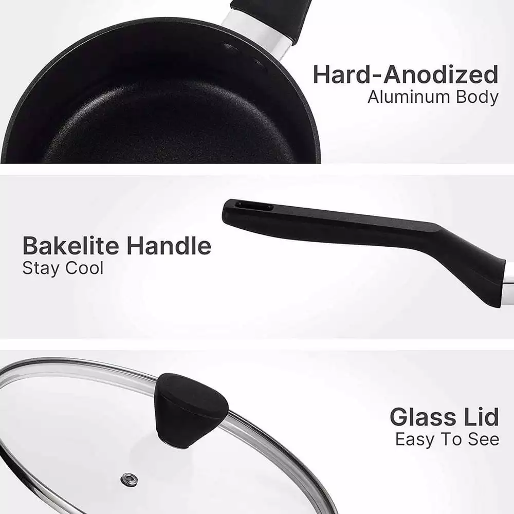 1.5 Qt. Hard-Anodized Aluminum Nonstick Sauce Pan in Black with Lid by EPPMO 8 1.5 Qt. Hard-Anodized Aluminum Nonstick Sauce Pan in Black with Lid by EPPMO - Image 6
