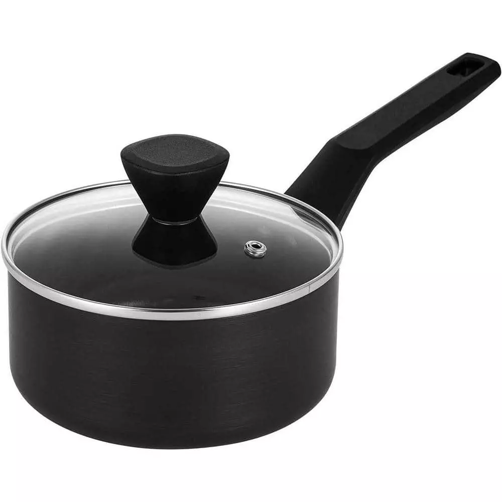 1.5 Qt. Hard-Anodized Aluminum Nonstick Sauce Pan in Black with Lid by EPPMO 3 1.5 Qt. Hard-Anodized Aluminum Nonstick Sauce Pan in Black with Lid by EPPMO