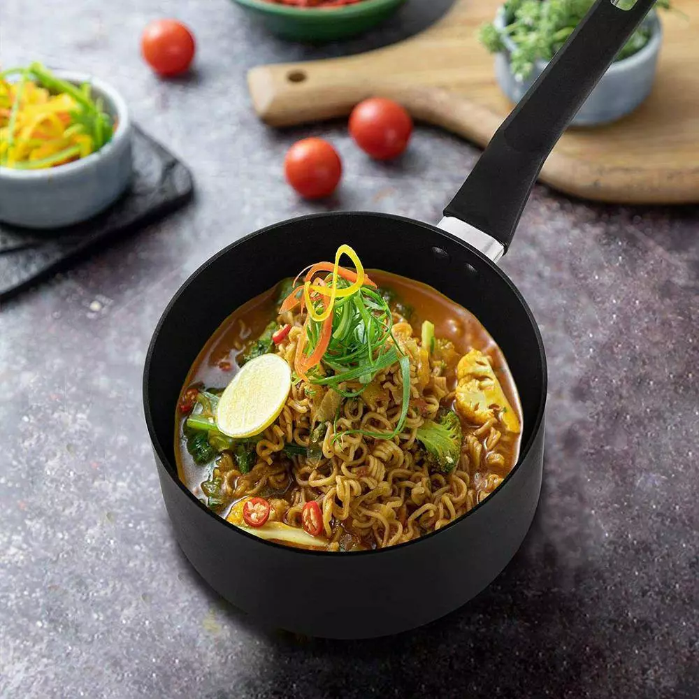 1.5 Qt. Hard-Anodized Aluminum Nonstick Sauce Pan in Black with Lid by EPPMO 4 1.5 Qt. Hard-Anodized Aluminum Nonstick Sauce Pan in Black with Lid by EPPMO - Image 2