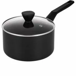 3.5 Qt. Hard-Anodized Aluminum Nonstick Sauce Pan in Black with Lid by EPPMO