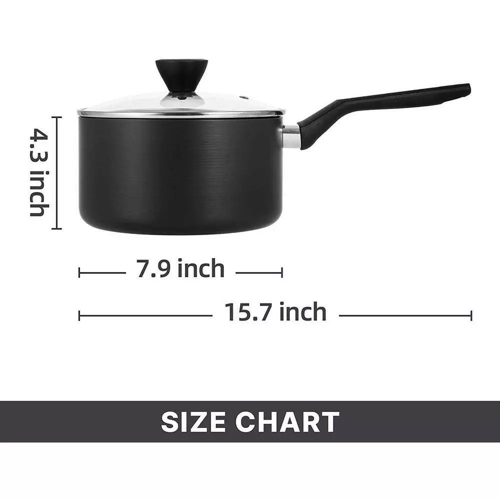 3.5 Qt. Hard-Anodized Aluminum Nonstick Sauce Pan in Black with Lid by EPPMO 10 3.5 Qt. Hard-Anodized Aluminum Nonstick Sauce Pan in Black with Lid by EPPMO - Image 8