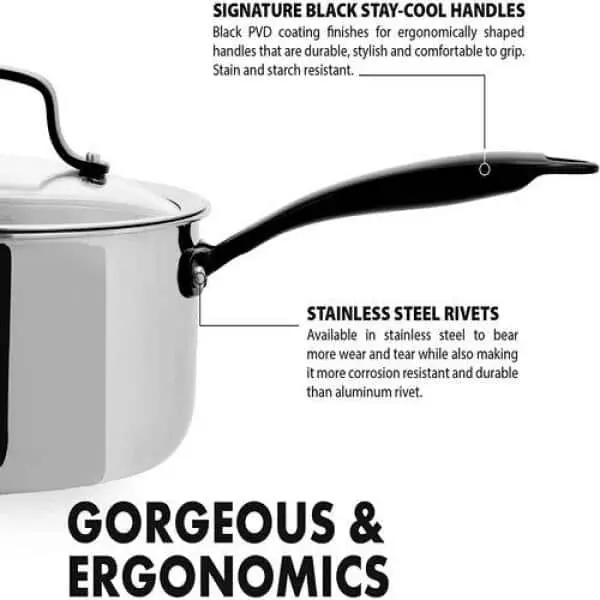 3 Qt. Full-Clad Tri-Ply Stainless Steel Sauce Pan by GRANDTIES 6 3 Qt. Full-Clad Tri-Ply Stainless Steel Sauce Pan by GRANDTIES - Image 4