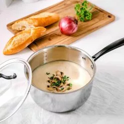 3 Qt. Full-Clad Tri-Ply Stainless Steel Sauce Pan by GRANDTIES 14 3 Qt. Full-Clad Tri-Ply Stainless Steel Sauce Pan by GRANDTIES -Cookware Sales Shop sauce pans gt303130301 fa 1000