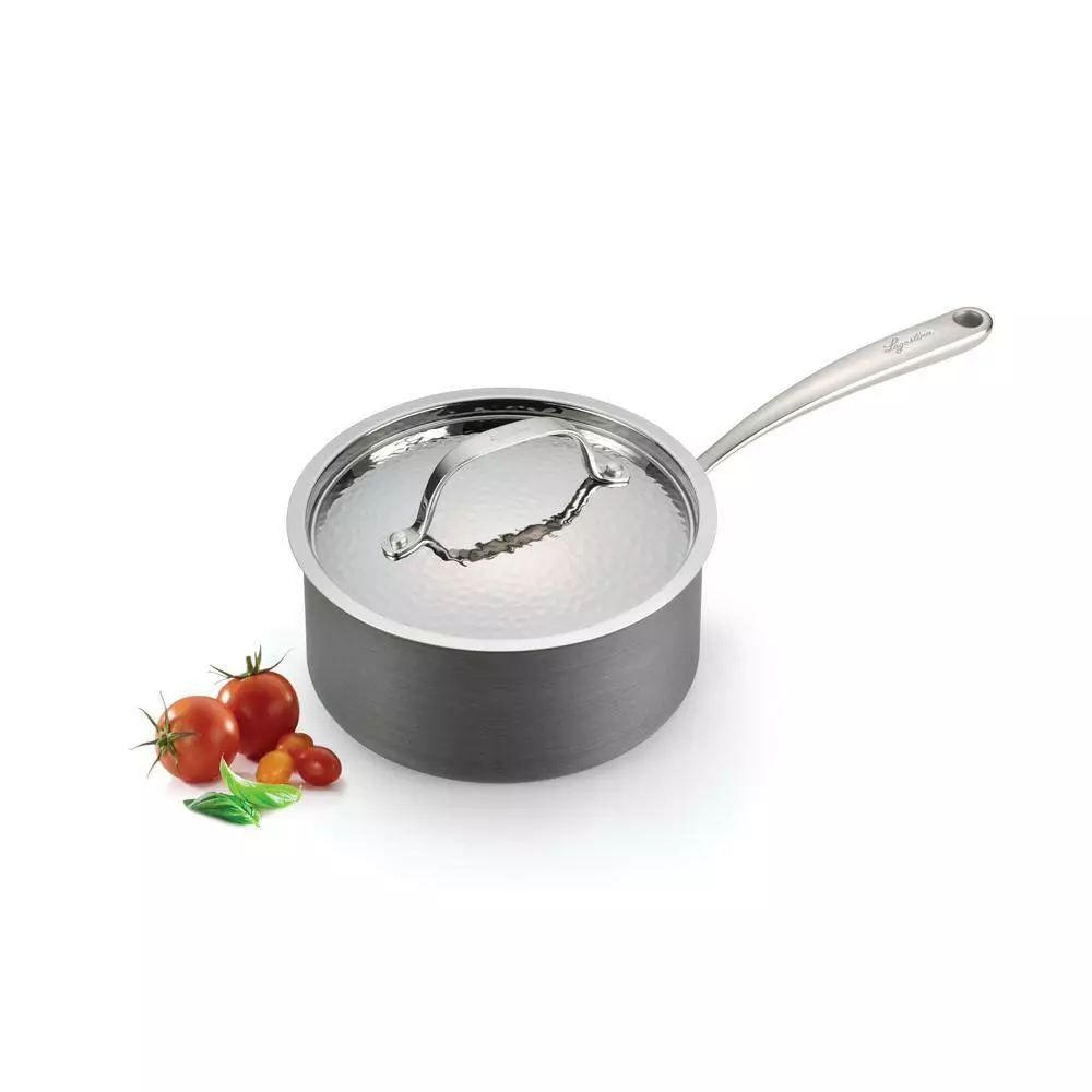Nera 2 qt. Hard Anodized Aluminum Covered Saucepan by LAGOSTINA 4 Nera 2 qt. Hard Anodized Aluminum Covered Saucepan by LAGOSTINA - Image 2