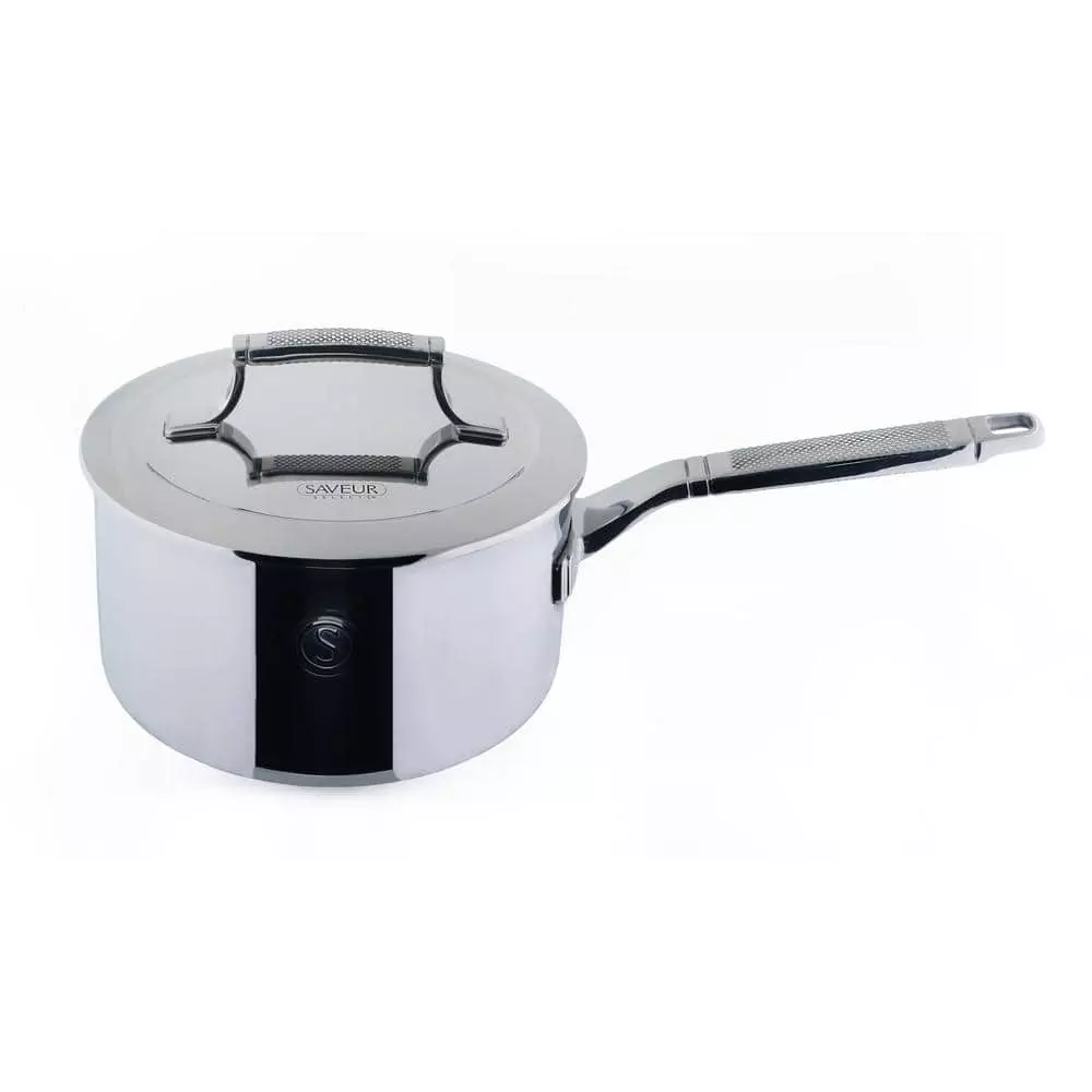 3 qt. Tri-Ply Stainless Steel Saucepan with Lid by SAVEUR SELECTS 3 3 qt. Tri-Ply Stainless Steel Saucepan with Lid by SAVEUR SELECTS