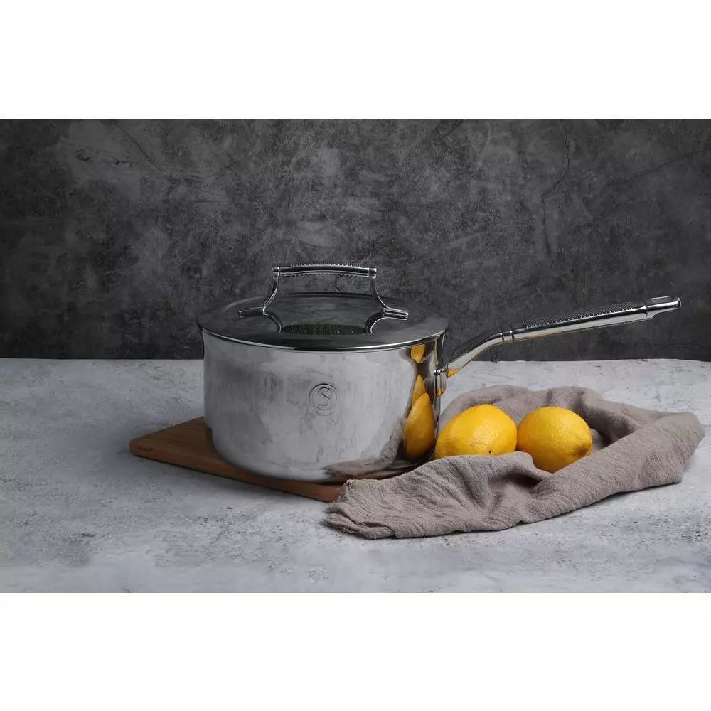 3 qt. Tri-Ply Stainless Steel Saucepan with Lid by SAVEUR SELECTS 4 3 qt. Tri-Ply Stainless Steel Saucepan with Lid by SAVEUR SELECTS - Image 2