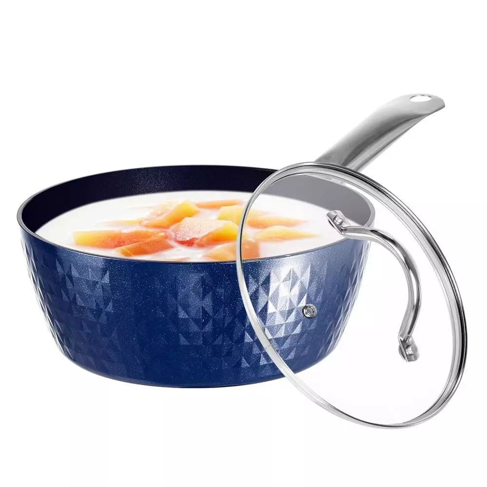 1.5 Qt. Aluminum Alloy Nonstick Sauce Pan in Blue with Lid by Rainbean 7 1.5 Qt. Aluminum Alloy Nonstick Sauce Pan in Blue with Lid by Rainbean - Image 5