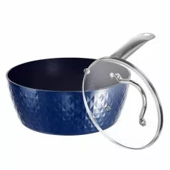 1.5 Qt. Aluminum Alloy Nonstick Sauce Pan in Blue with Lid by Rainbean