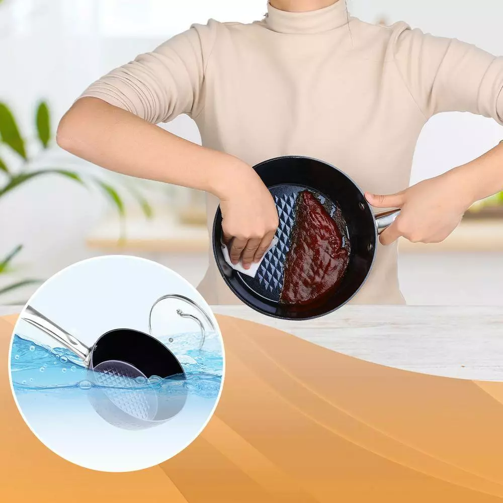 1.5 Qt. Aluminum Alloy Nonstick Sauce Pan in Blue with Lid by Rainbean 10 1.5 Qt. Aluminum Alloy Nonstick Sauce Pan in Blue with Lid by Rainbean - Image 8