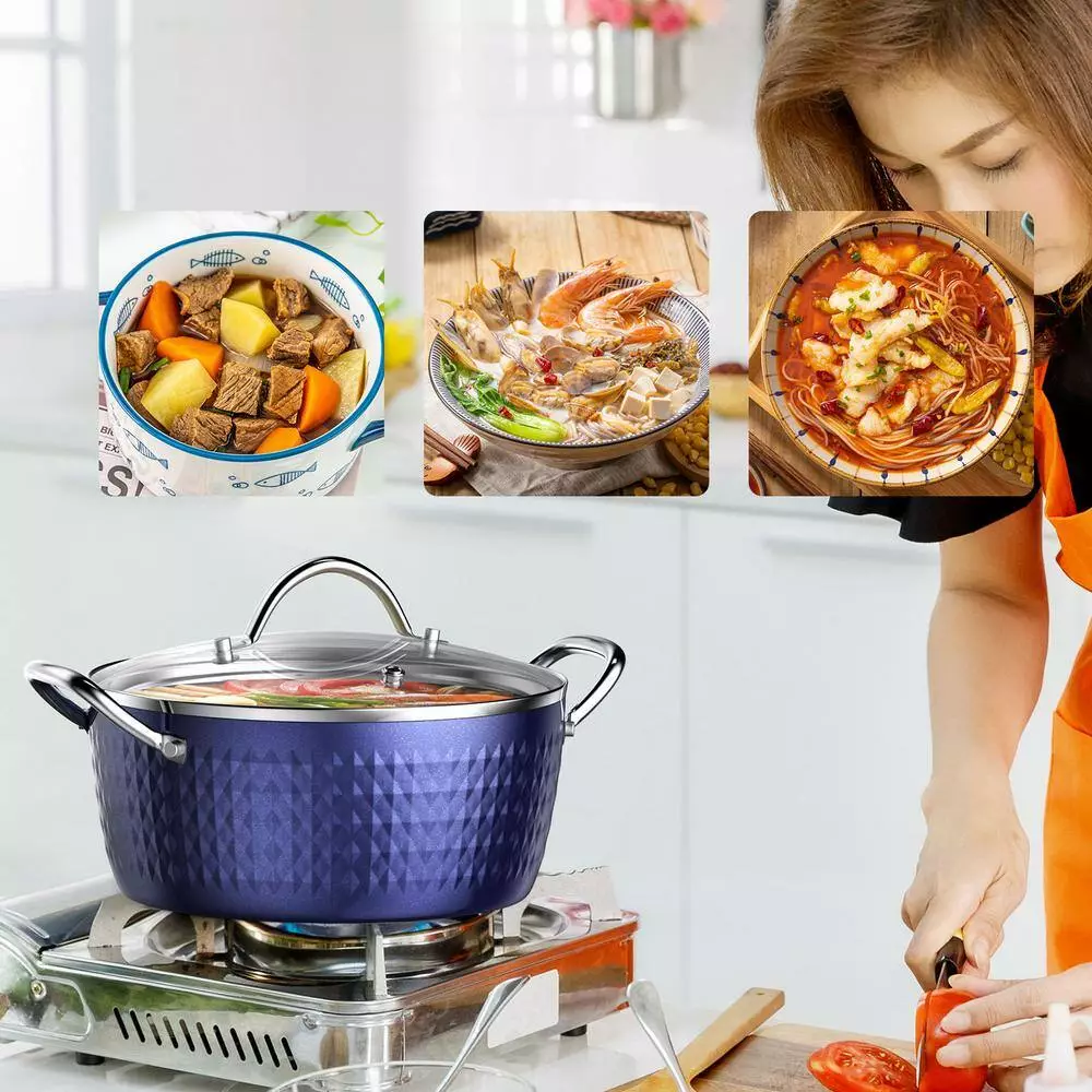 3.7 Qt. Aluminum Alloy Nonstick Sauce Pan in Blue with Lid by Rainbean 4 3.7 Qt. Aluminum Alloy Nonstick Sauce Pan in Blue with Lid by Rainbean - Image 2