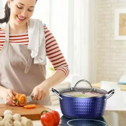 3.7 Qt. Aluminum Alloy Nonstick Sauce Pan in Blue with Lid by Rainbean 16 3.7 Qt. Aluminum Alloy Nonstick Sauce Pan in Blue with Lid by Rainbean -Cookware Sales Shop sauce pans rb x002zyhlcp 1f 1000