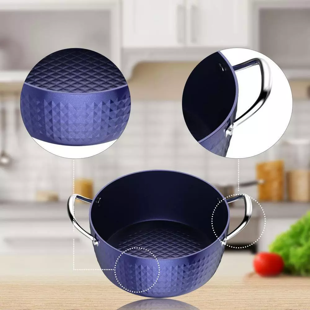 3.7 Qt. Aluminum Alloy Nonstick Sauce Pan in Blue with Lid by Rainbean 9 3.7 Qt. Aluminum Alloy Nonstick Sauce Pan in Blue with Lid by Rainbean - Image 7