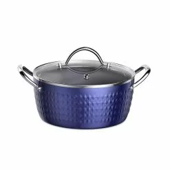 3.7 Qt. Aluminum Alloy Nonstick Sauce Pan in Blue with Lid by Rainbean