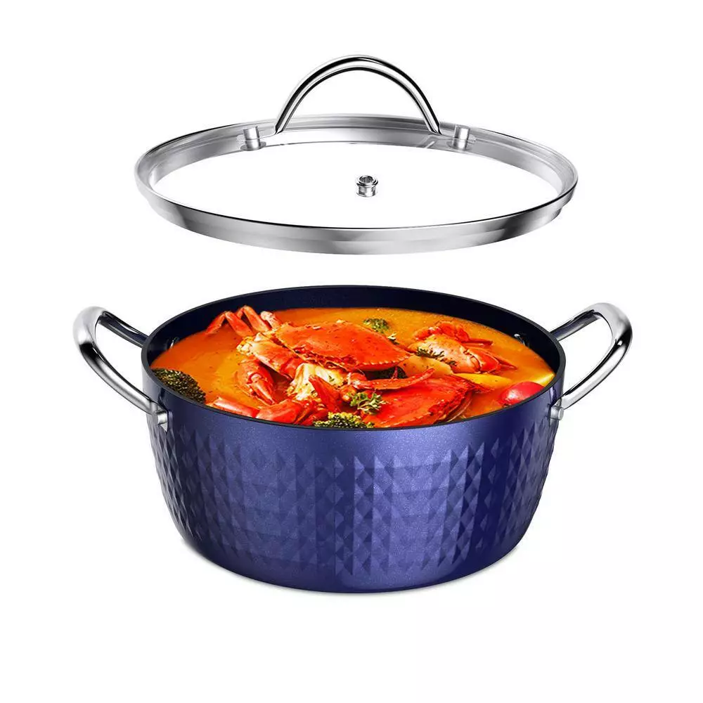 3.7 Qt. Aluminum Alloy Nonstick Sauce Pan in Blue with Lid by Rainbean 6 3.7 Qt. Aluminum Alloy Nonstick Sauce Pan in Blue with Lid by Rainbean - Image 4