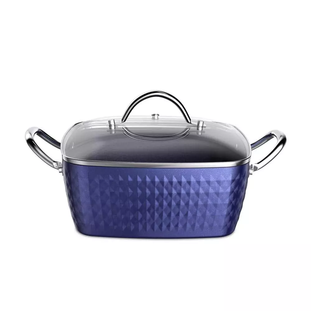 4.2 Qt. Aluminum Alloy Nonstick Sauce Pan in Blue with Lid by Rainbean 3 4.2 Qt. Aluminum Alloy Nonstick Sauce Pan in Blue with Lid by Rainbean
