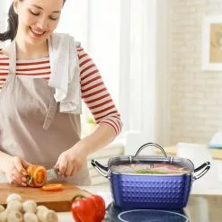 4.2 Qt. Aluminum Alloy Nonstick Sauce Pan in Blue with Lid by Rainbean 12 4.2 Qt. Aluminum Alloy Nonstick Sauce Pan in Blue with Lid by Rainbean -Cookware Sales Shop sauce pans rb x002zyjth5 c3 1000