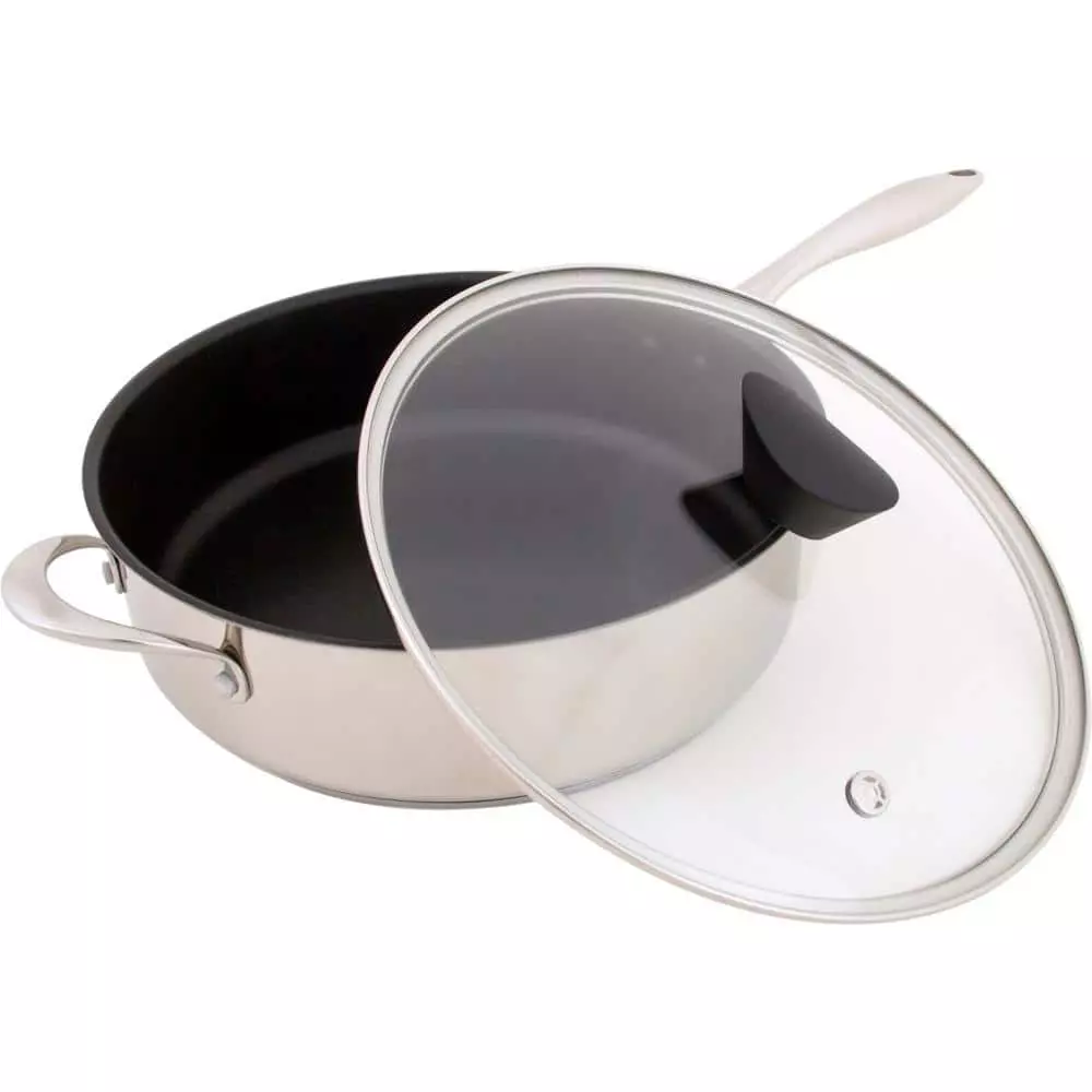 Earth Pan ETERNA 5.3 qt. Stainless Steel Nonstick Sauce Pan with Glass Lid by Unbranded 3 Earth Pan ETERNA 5.3 qt. Stainless Steel Nonstick Sauce Pan with Glass Lid by Unbranded