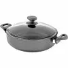 4 qt. Titanium coated Aluminum Non-Stick Saute Pot in Gray with Glass Lid. by CONTEXT