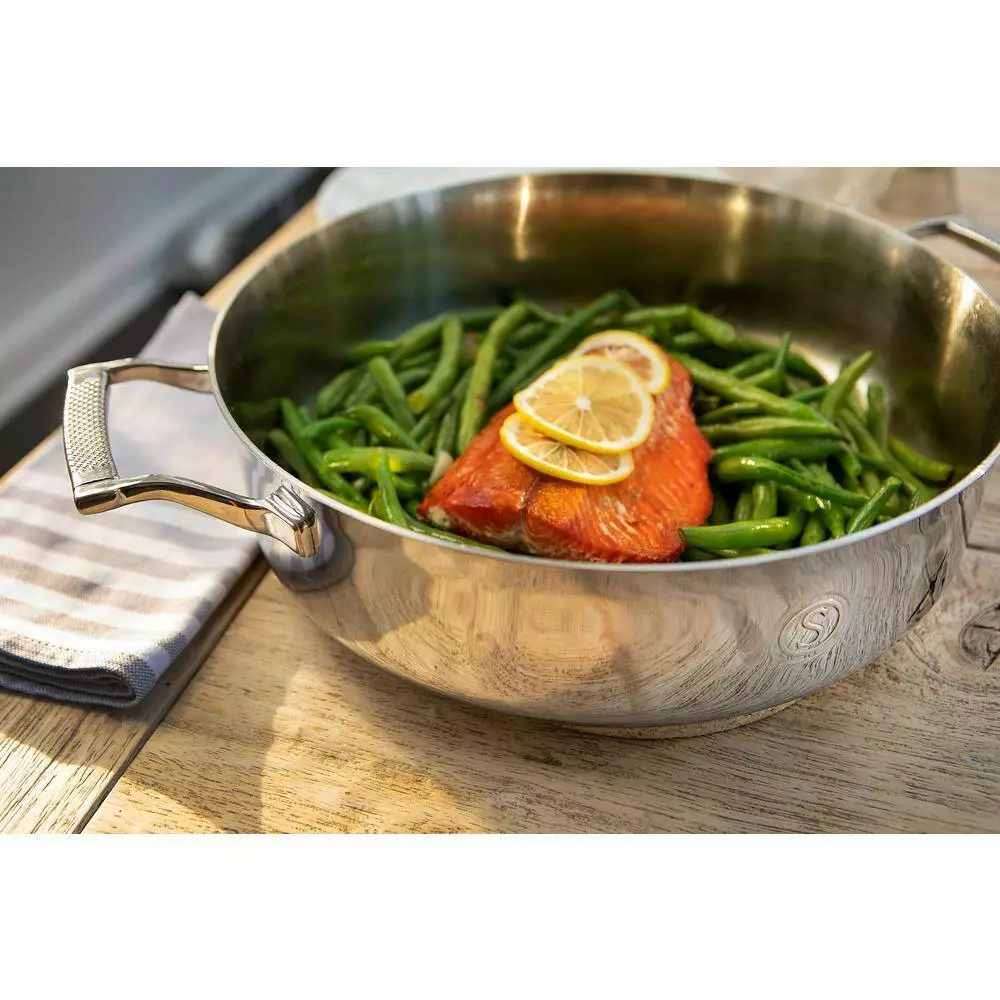 5 qt. Tri-Ply Stainless Steel Saute Pan with Lid by SAVEUR SELECTS 7 5 qt. Tri-Ply Stainless Steel Saute Pan with Lid by SAVEUR SELECTS - Image 5