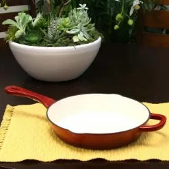 Artisan 10 in. Cast Iron Nonstick Skillet in Scarlet Red with Helper Handle by Crock-Pot -Cookware Sales Shop scarlet red crock pot skillets 985100788m 4f 1000