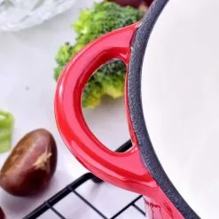 1-Piece 2 qt. Red Round Enamel Cast Iron Dutch Oven with Lid by Velaze -Cookware Sales Shop scarlet red velaze dutch ovens vlz zt y01 1f 1000