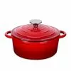 1-Piece 2 qt. Red Round Enamel Cast Iron Dutch Oven with Lid by Velaze