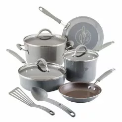 Cucina 10-Piece Aluminum Nonstick Cookware Set in Sea Salt by Rachael Ray