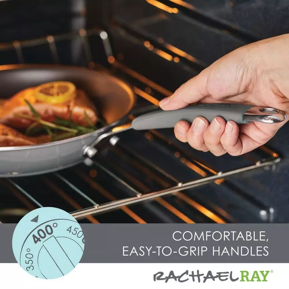 Cucina 10-Piece Aluminum Nonstick Cookware Set in Sea Salt by Rachael Ray 4 Cucina 10-Piece Aluminum Nonstick Cookware Set in Sea Salt by Rachael Ray - Image 2