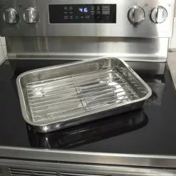 2-Piece Stainless Steel Roasting Set by AmeriHome 13 2-Piece Stainless Steel Roasting Set by AmeriHome -Cookware Sales Shop silver amerihome roasting pans 807066 44 1000