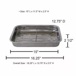 2-Piece Stainless Steel Roasting Set by AmeriHome 14 2-Piece Stainless Steel Roasting Set by AmeriHome -Cookware Sales Shop silver amerihome roasting pans 807066 fa 1000