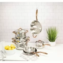 Ouro 11-Piece Stainless Steel Nonstick Cookware Set in Silver and Rose Gold by BergHOFF 7 Ouro 11-Piece Stainless Steel Nonstick Cookware Set in Silver and Rose Gold by BergHOFF -Cookware Sales Shop silver and rose gold berghoff pot pan sets 1111004 31 1000