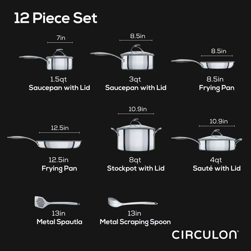 Steelshield C Series 10-Piece Stainless Steel Nonstick Cookware Set Silver by Circulon 5 Steelshield C Series 10-Piece Stainless Steel Nonstick Cookware Set Silver by Circulon - Image 3