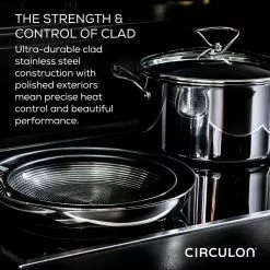 11-Piece Stainless Steel Nonstick Cookware Set SteelShield Clad in Silver by Circulon 15 11-Piece Stainless Steel Nonstick Cookware Set SteelShield Clad in Silver by Circulon -Cookware Sales Shop silver circulon pot pan sets 30054 1f 1000
