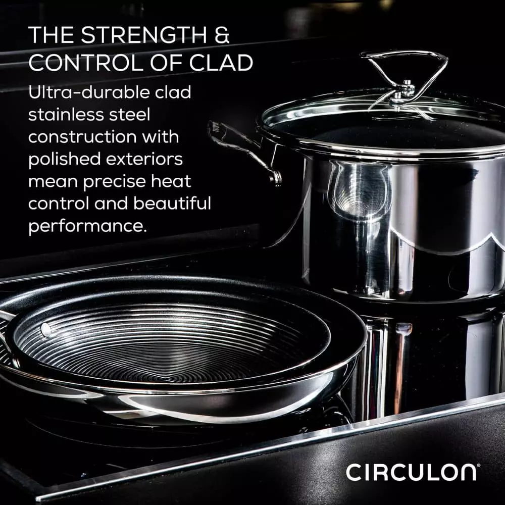 11-Piece Stainless Steel Nonstick Cookware Set SteelShield Clad in Silver by Circulon 7 11-Piece Stainless Steel Nonstick Cookware Set SteelShield Clad in Silver by Circulon - Image 5