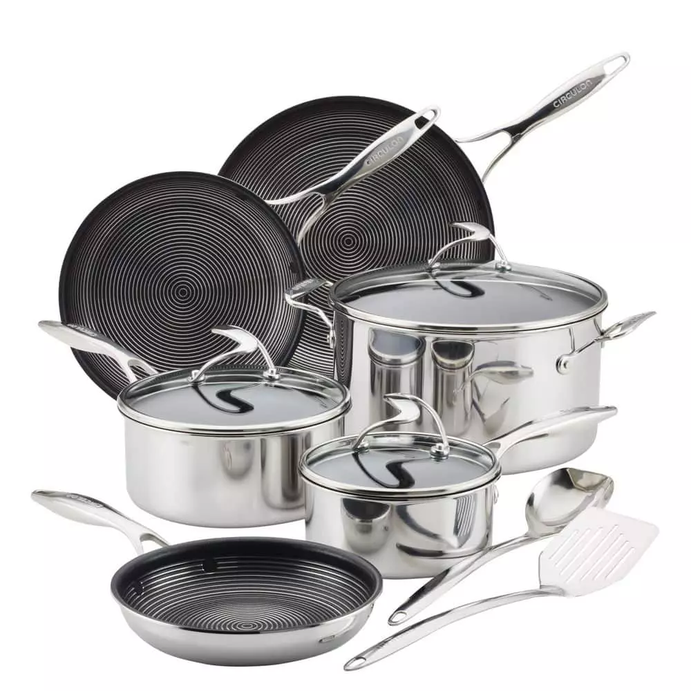 11-Piece Stainless Steel Nonstick Cookware Set SteelShield Clad in Silver by Circulon 3 11-Piece Stainless Steel Nonstick Cookware Set SteelShield Clad in Silver by Circulon
