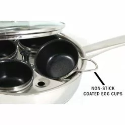 4 Cup 18/10 Stainless Steel Egg Poacher with Non-Stick Coating by Cook Pro 10 4 Cup 18/10 Stainless Steel Egg Poacher with Non-Stick Coating by Cook Pro -Cookware Sales Shop silver cook pro egg poachers 521 4f 1000
