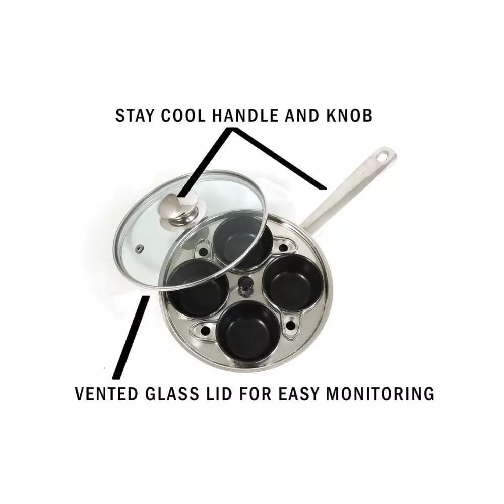 4 Cup 18/10 Stainless Steel Egg Poacher with Non-Stick Coating by Cook Pro 4 4 Cup 18/10 Stainless Steel Egg Poacher with Non-Stick Coating by Cook Pro - Image 2