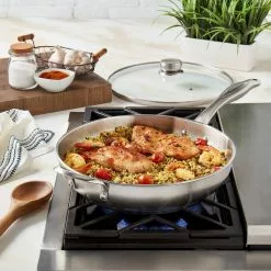 12 in. Silver Stainless Steel Assist Handle Induction Ready Frying Pan with Lid by Frigidaire 19 12 in. Silver Stainless Steel Assist Handle Induction Ready Frying Pan with Lid by Frigidaire -Cookware Sales Shop silver frigidaire skillets fr 14883 ec 31 1000