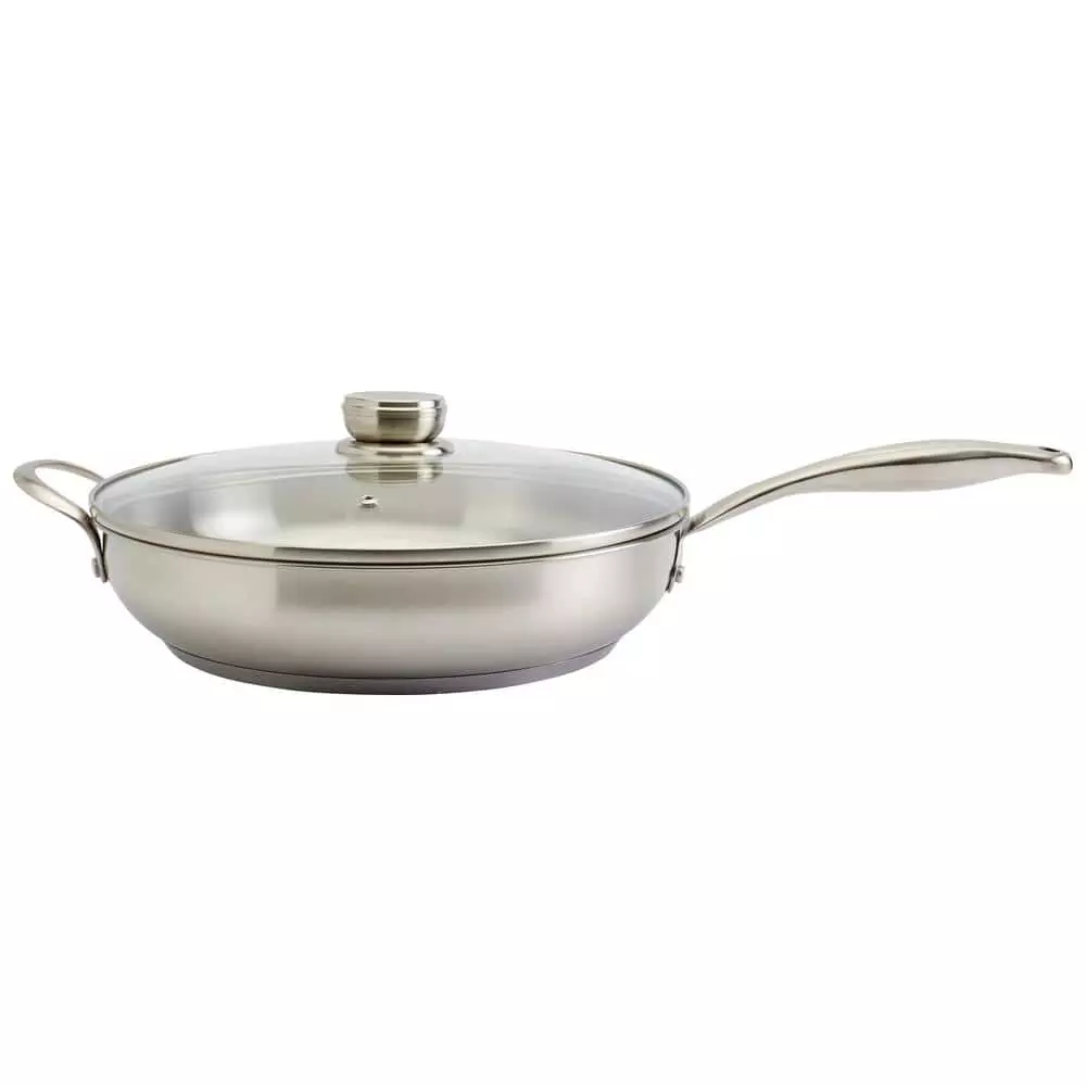 12 in. Silver Stainless Steel Assist Handle Induction Ready Frying Pan with Lid by Frigidaire 3 12 in. Silver Stainless Steel Assist Handle Induction Ready Frying Pan with Lid by Frigidaire