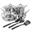 Ancona 12-Piece Stainless Steel Belly Shaped Cookware Set with Kitchen Tools by Gibson Home -Cookware Sales Shop silver gibson home pot pan sets 985114958m 64 1000