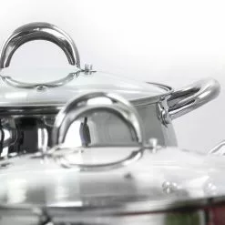 Ancona 12-Piece Stainless Steel Belly Shaped Cookware Set with Kitchen Tools by Gibson Home -Cookware Sales Shop silver gibson home pot pan sets 985114958m 66 1000