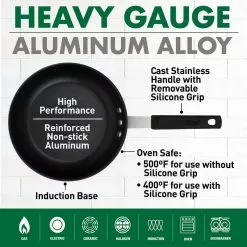 Pro + 12 in. Aluminum Heavy-Gauge Commercial Grade High Performance Nonstick Frying Pan by Gotham Steel -Cookware Sales Shop silver gotham steel skillets 7139 4f 1000