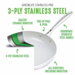 10-Piece Stainless Steel Pro Cookware Set by GreenLife -Cookware Sales Shop silver greenlife pot pan sets cc005551 001 44 1000