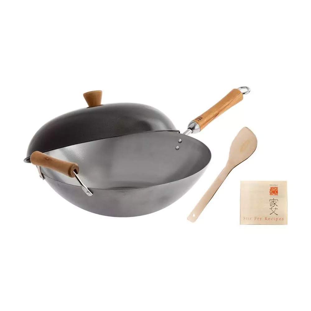 Joyce Chen 4-Piece Silver Carbon Steel Non-Stick Wok Set with 14 in. Wok, Lid, 12 in. Spatula, and Recipe Booklet by Honey-Can-Do 8 Joyce Chen 4-Piece Silver Carbon Steel Non-Stick Wok Set with 14 in. Wok, Lid, 12 in. Spatula, and Recipe Booklet by Honey-Can-Do - Image 6